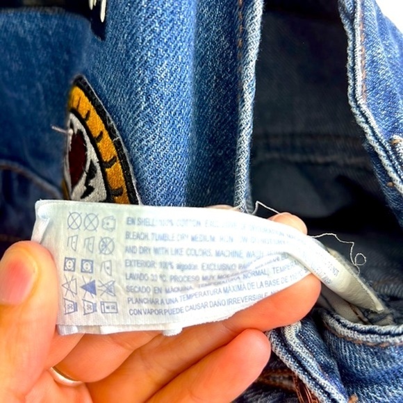 Forever 21 - Livin The Dream Patchwork Distressed Overalls Size 28 - Picture 13 of 15